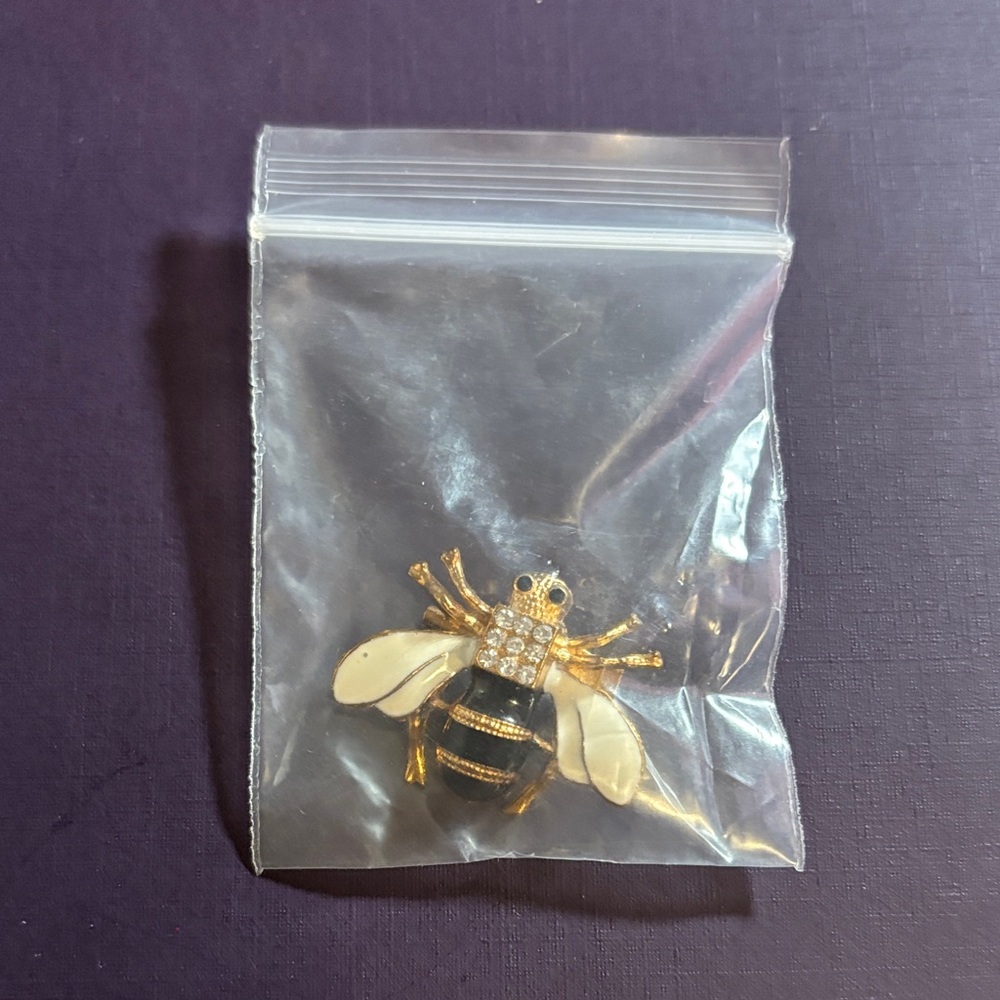 Gold and Black Bee Brooch